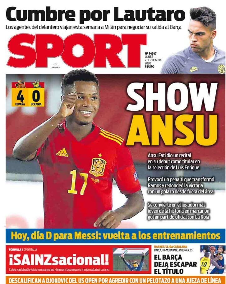 Portadas Diarios Deportivos Lunes 7/09/2020 Portadas Diarios Deportivos Lunes 7/09/2020