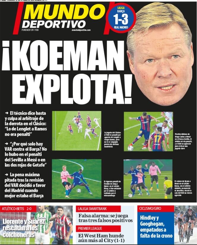 Portadas Diarios Deportivos Domingo 25/10/2020 Portadas Diarios Deportivos Domingo 25/10/2020