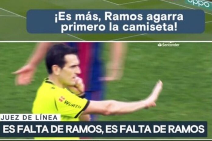 ¡El asistente avisó a Munuera que era falta de Ramos!