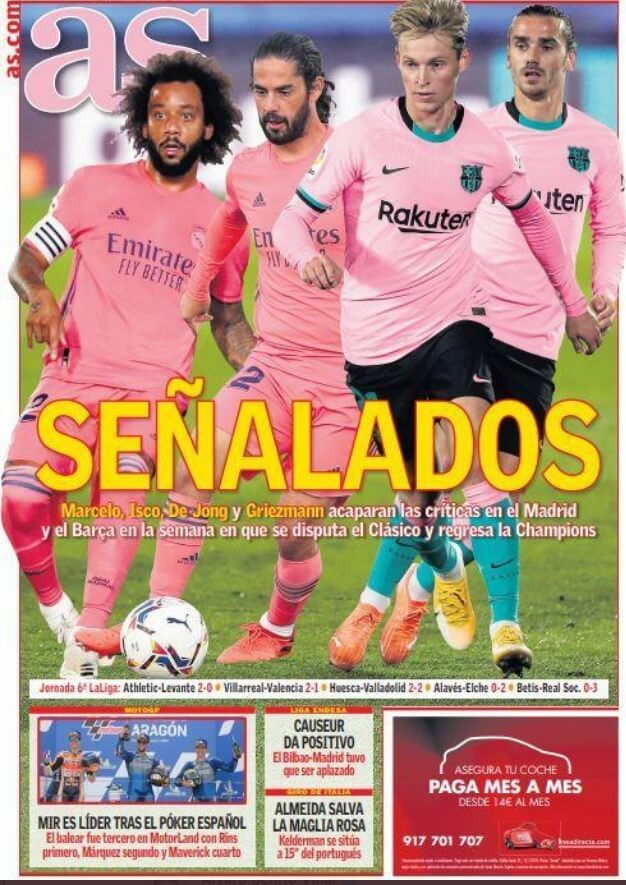 Portadas Diarios Deportivos Lunes 19/10/2020