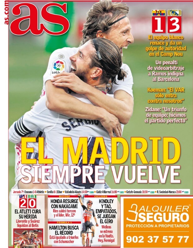Portadas Diarios Deportivos Domingo 25/10/2020