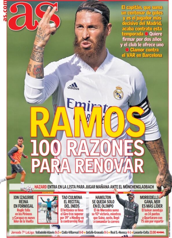 Portadas Diarios Deportivos Lunes 26/10/2020 