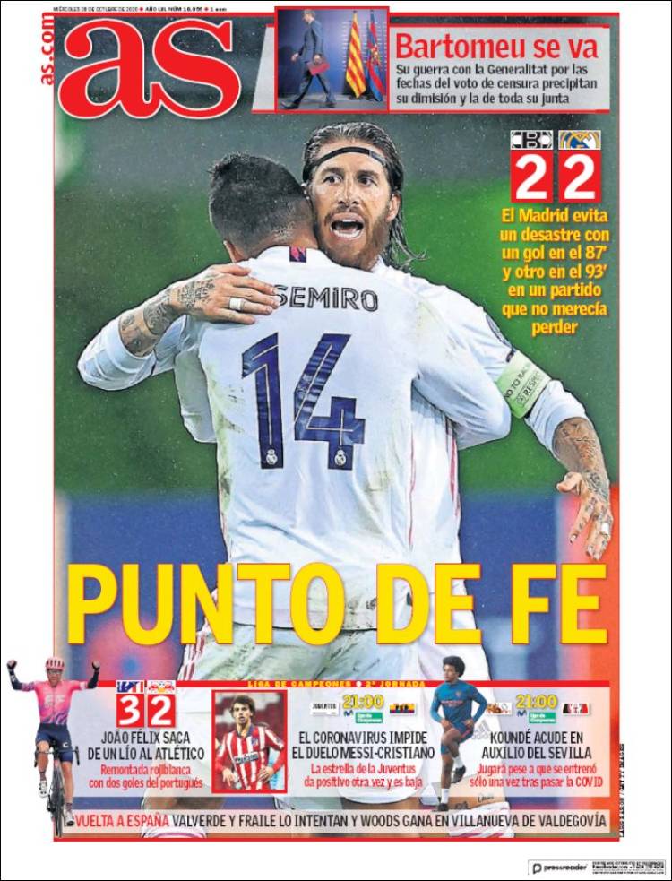 Portadas Diarios Deportivos Miércoles 28/10/2020