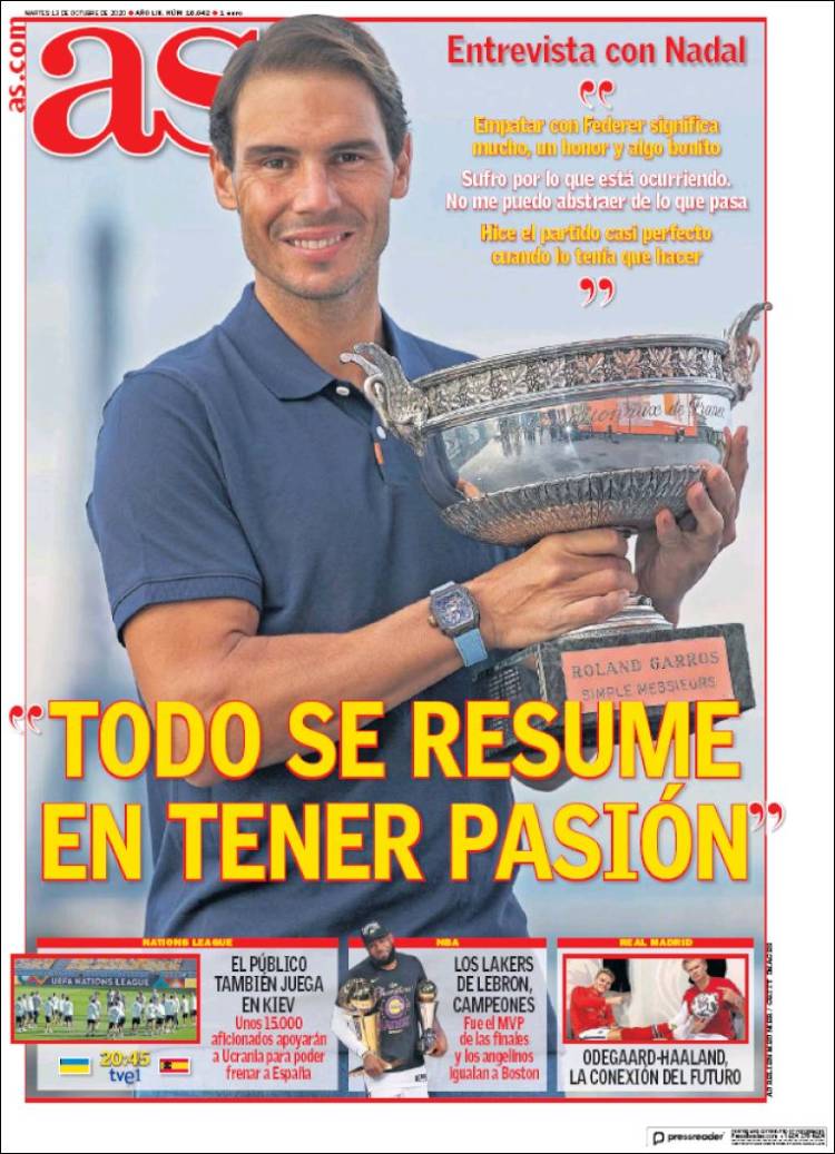 Portadas Diarios Deportivos Martes 13/10/2020