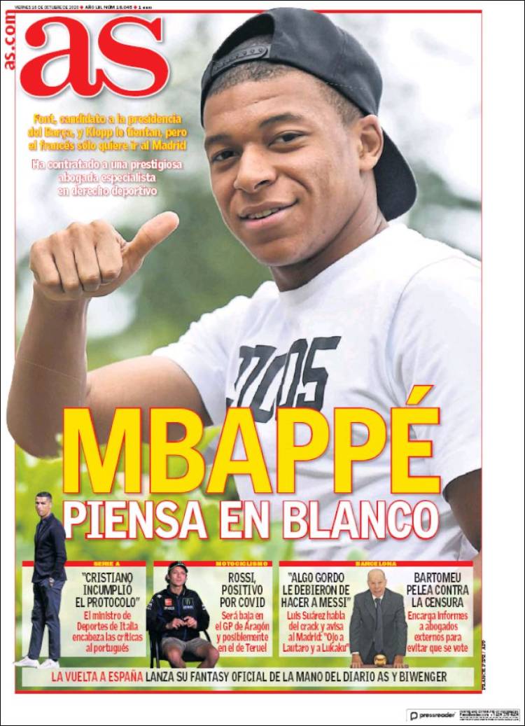 Portadas Diarios Deportivos Viernes 16/10/2020