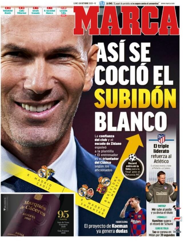 Portadas Diarios Deportivos Lunes 26/10/2020