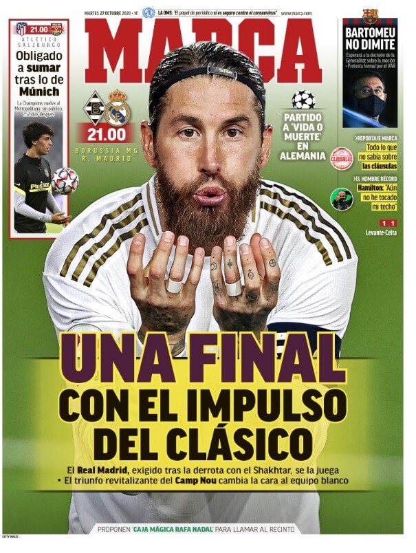 Portadas Diarios Deportivos Martes 27/10/2020 Portadas Diarios Deportivos Martes 27/10/2020