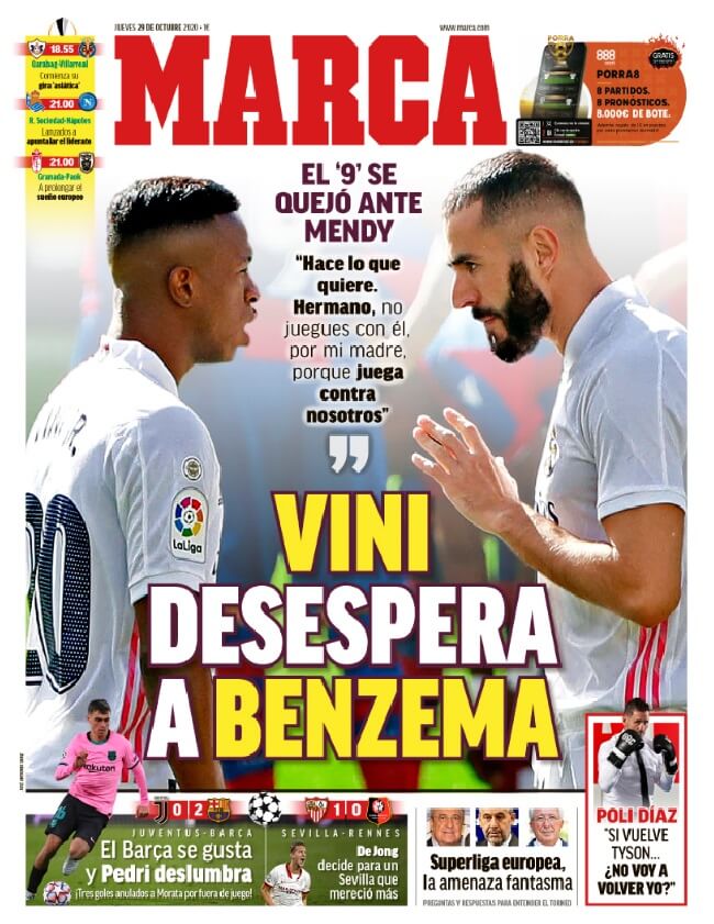 Portadas Diarios Deportivos Jueves 29/10/2020 Portadas Diarios Deportivos Jueves 29/10/2020