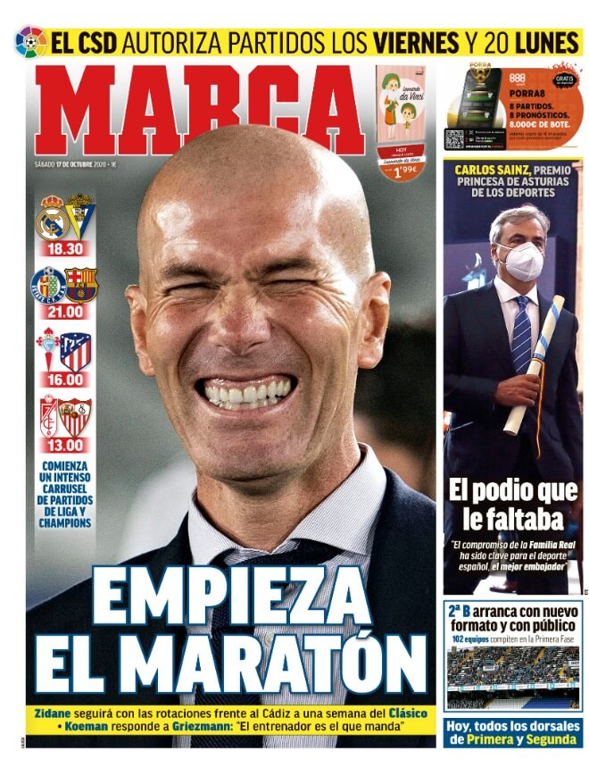 Portadas Diarios Deportivos Sábado 17/10/2020 Portadas Diarios Deportivos Sábado 17/10/2020