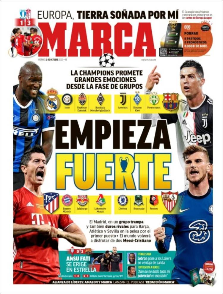 Portadas Diarios Deportivos Viernes 2/10/2020