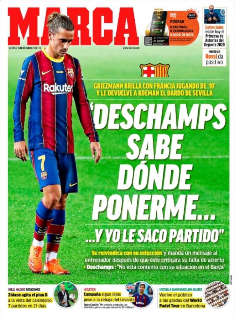 Portadas Diarios Deportivos Viernes 16/10/2020
