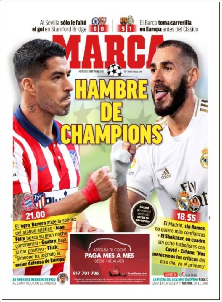 Portadas Diarios Deportivos Miércoles 21/10/2020 Portadas Diarios Deportivos Miércoles 21/10/2020