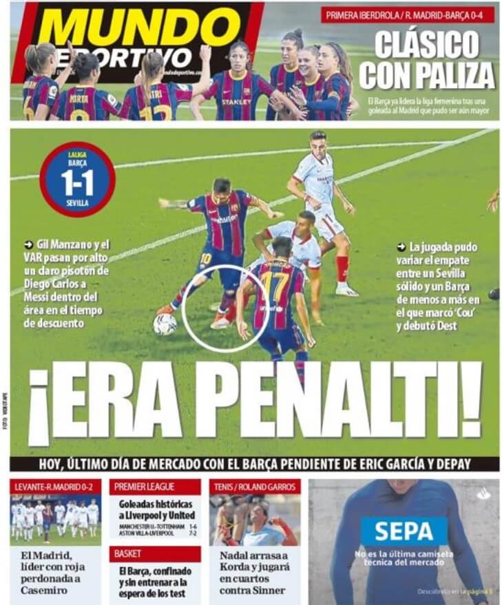 Portadas Diarios Deportivos Lunes 5/10/2020