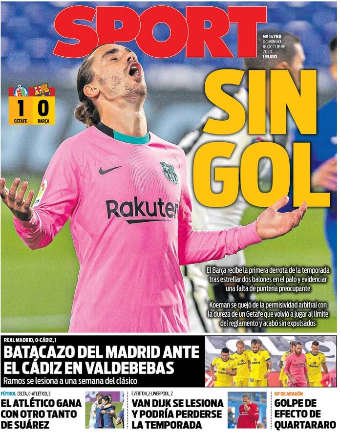 Portadas Diarios Deportivos Domingo 18/10/2020 Portadas Diarios Deportivos Domingo 18/10/2020