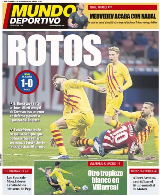 Portadas Diarios Deportivos Domingo 22/11/2020
