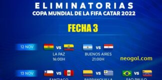 Eliminatorias Sudamericanas Fecha 3 | Horarios – Qatar 2022 Eliminatorias Sudamericanas Fecha 3 | Horarios - Qatar 2022