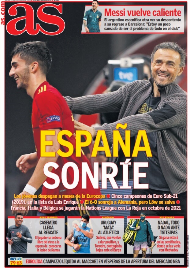 Portadas Diarios Deportivos Jueves 19/11/2020