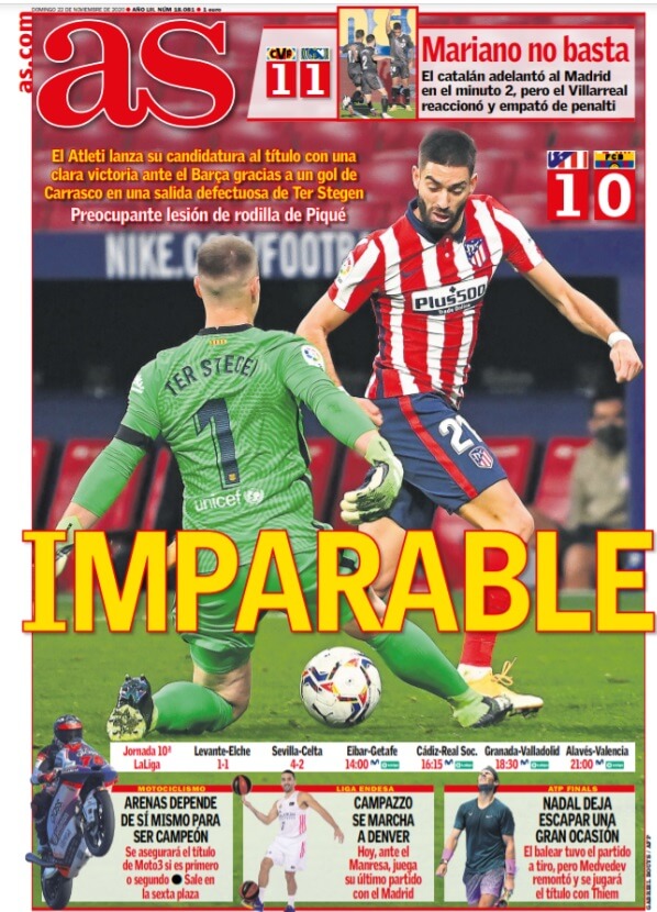 Portadas Diarios Deportivos Domingo 22/11/2020 