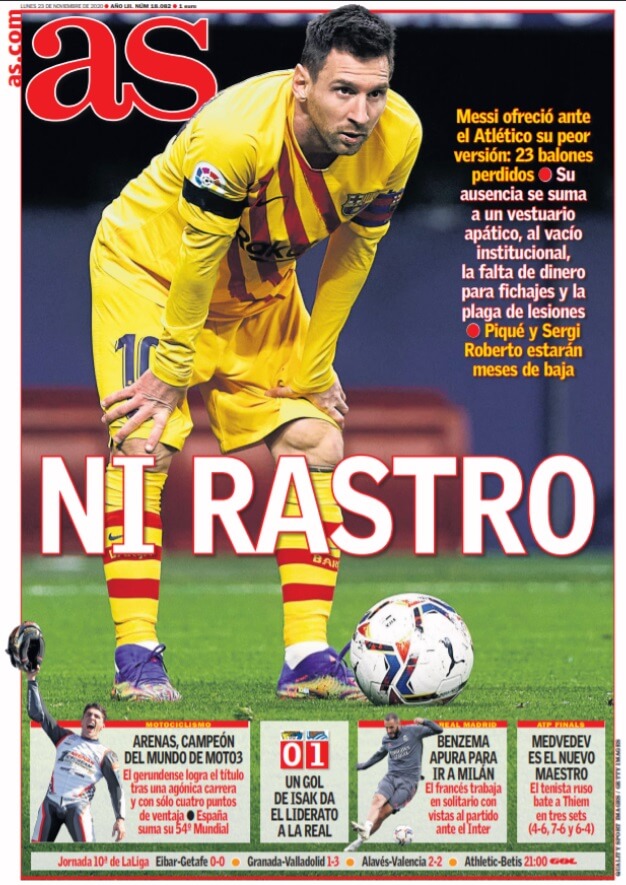 Portadas Diarios Deportivos Lunes 23/11/2020 Portadas Diarios Deportivos Lunes 23/11/2020