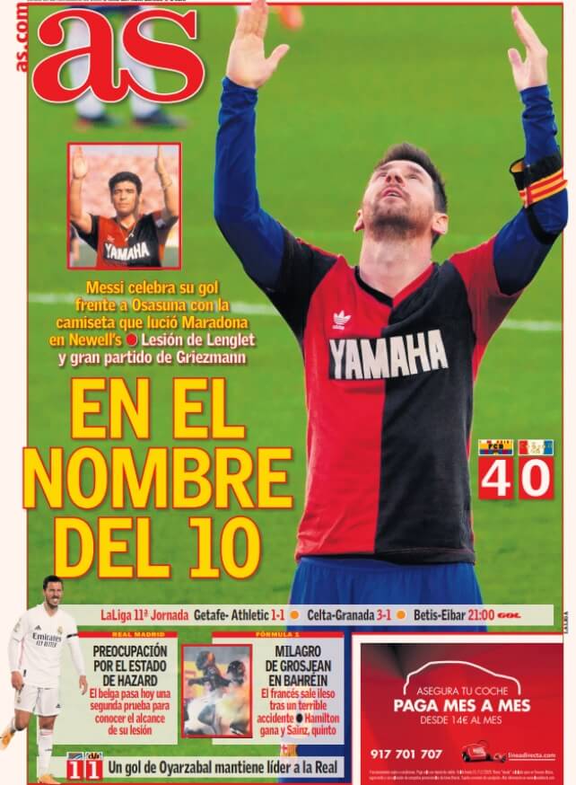 Portadas Diarios Deportivos Lunes 30/11/2020