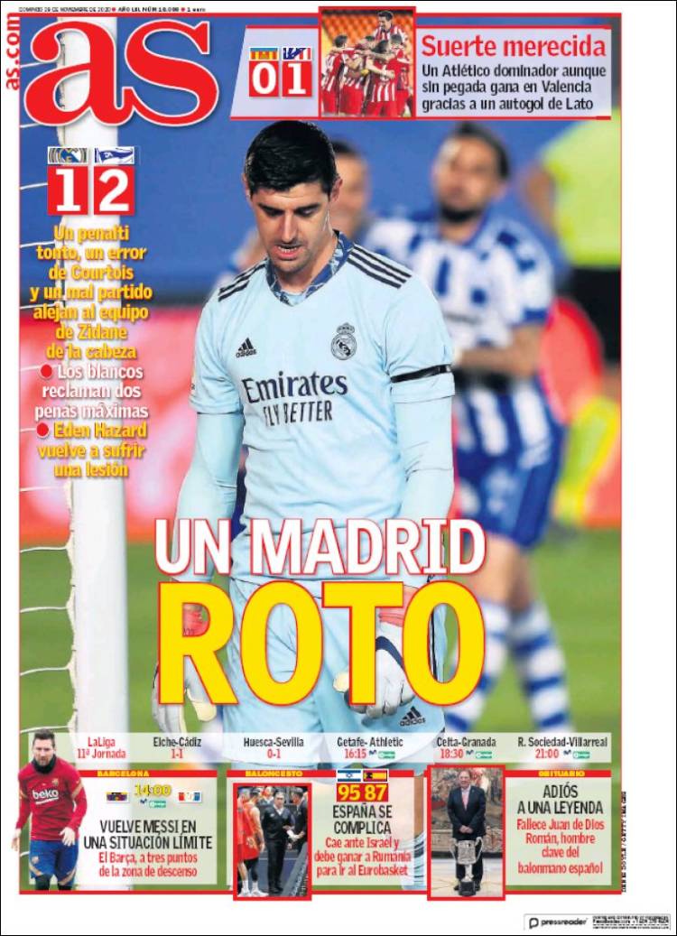Portadas Diarios Deportivos  Domingo 29/11/2020