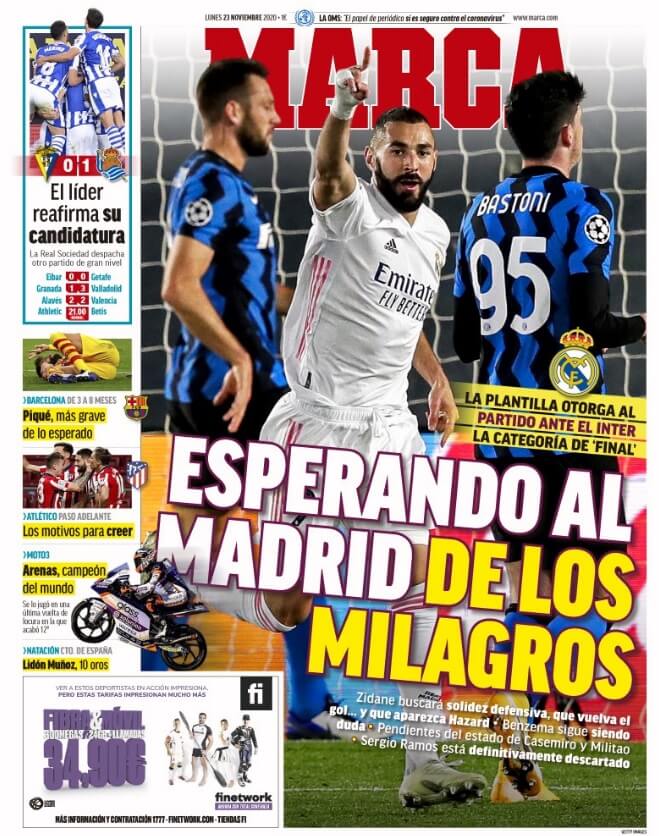 Portadas Diarios Deportivos Lunes 23/11/2020 Portadas Diarios Deportivos Lunes 23/11/2020