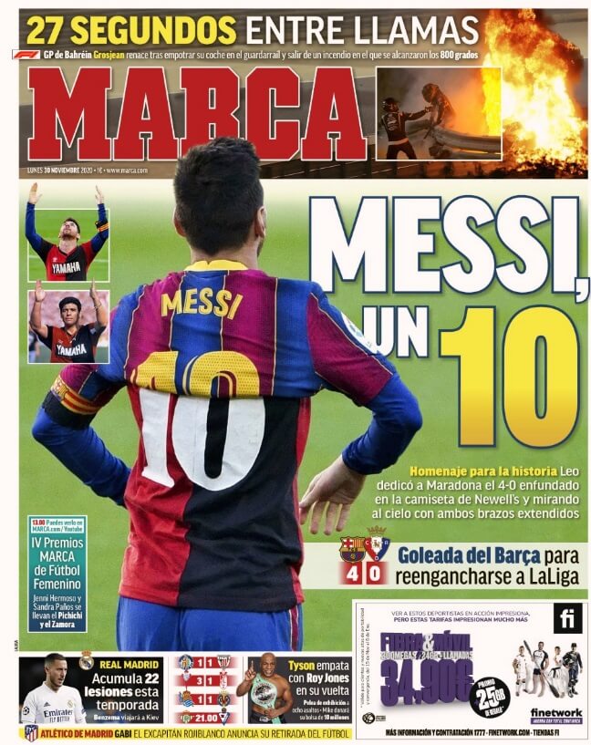 Portadas Diarios Deportivos Lunes 30/11/2020 Portadas Diarios Deportivos Lunes 30/11/2020