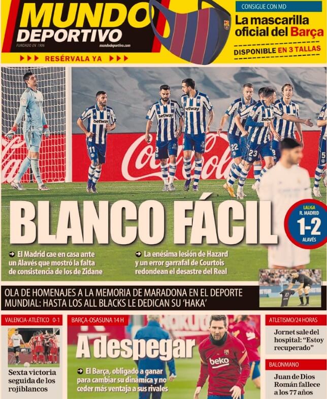 Portadas Diarios Deportivos Domingo 29/11/2020 Portadas Diarios Deportivos Domingo 29/11/2020