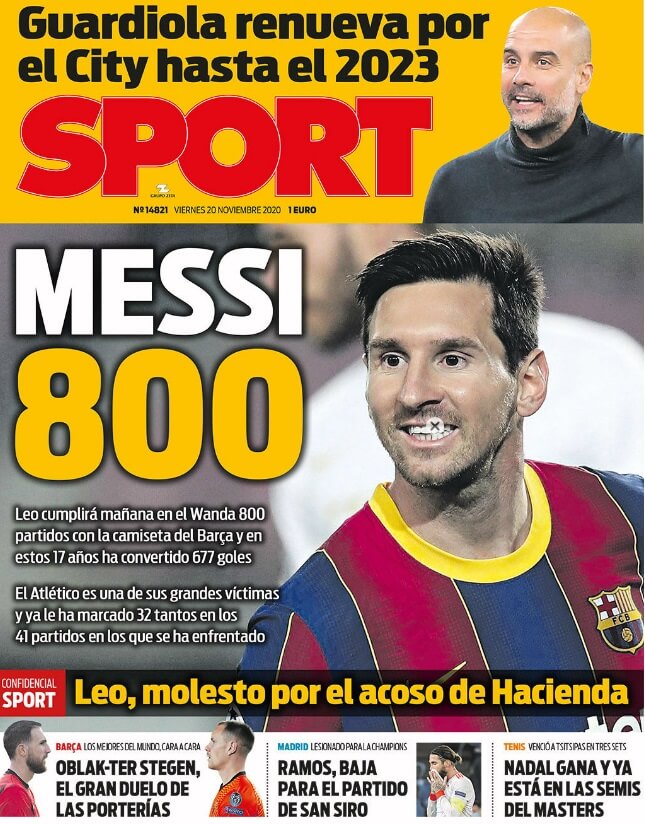 Portadas Diarios Deportivos Viernes 20/11/2020 Portadas Diarios Deportivos Viernes 20/11/2020
