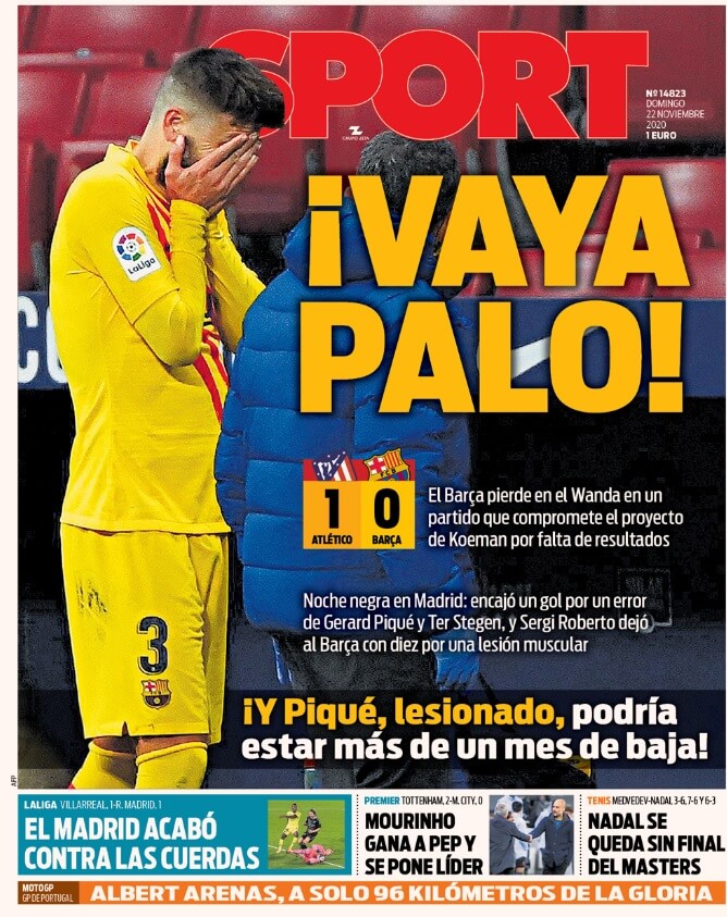 Portadas Diarios Deportivos Domingo 22/11/2020