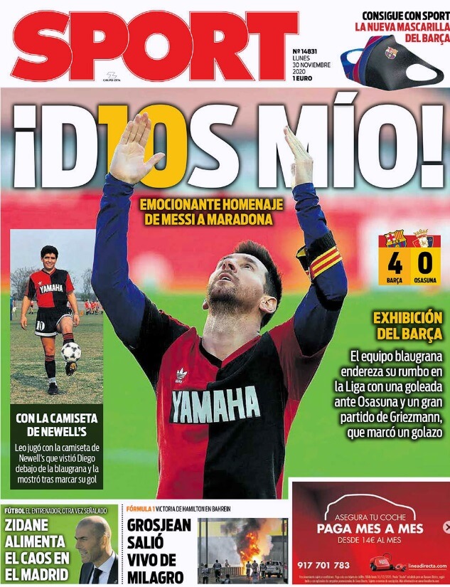 Portadas Diarios Deportivos Lunes 30/11/2020 Portadas Diarios Deportivos Lunes 30/11/2020