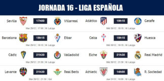 Partidos Jornada 16 Liga Española 2020 | Horarios y Clasificación Partidos Jornada 16 Liga Española 2020 | Horarios y Clasificación