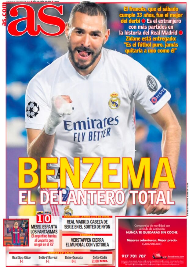 Portadas Diarios Deportivos Lunes 14/12/2020