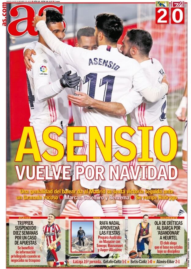 Portadas Diarios Deportivos Jueves 24/12/2020