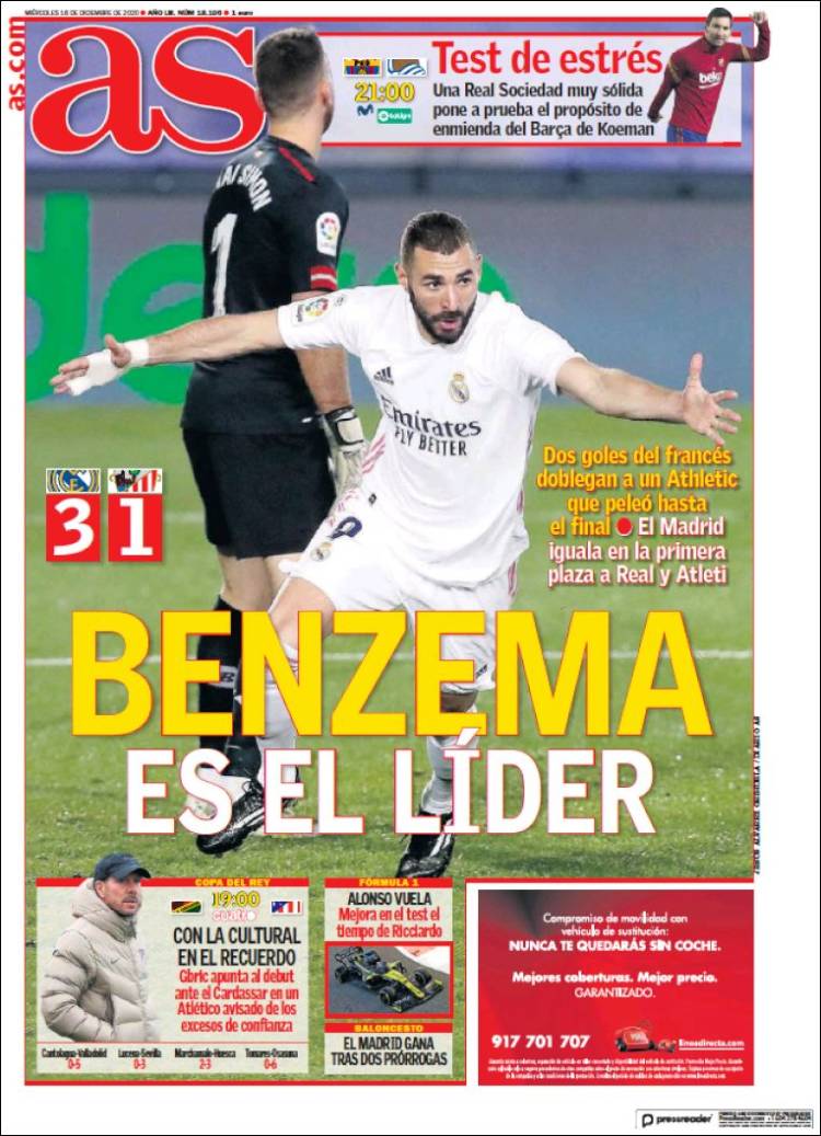 Portadas Diarios Deportivos Miércoles 16/12/2020 Portadas Diarios Deportivos Miércoles 16/12/2020