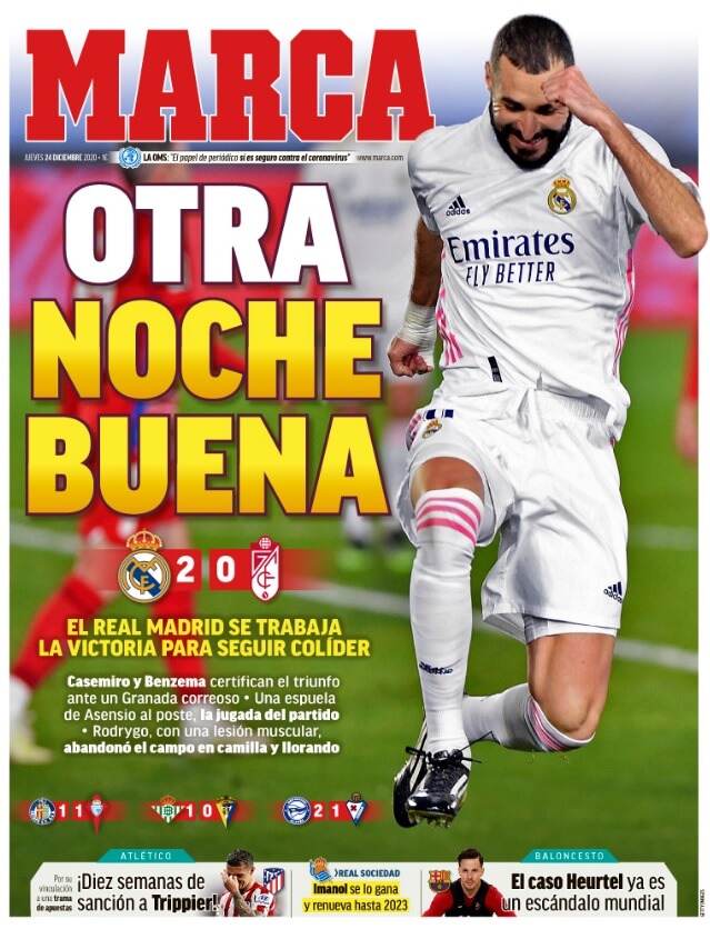Portadas Diarios Deportivos Jueves 24/12/2020