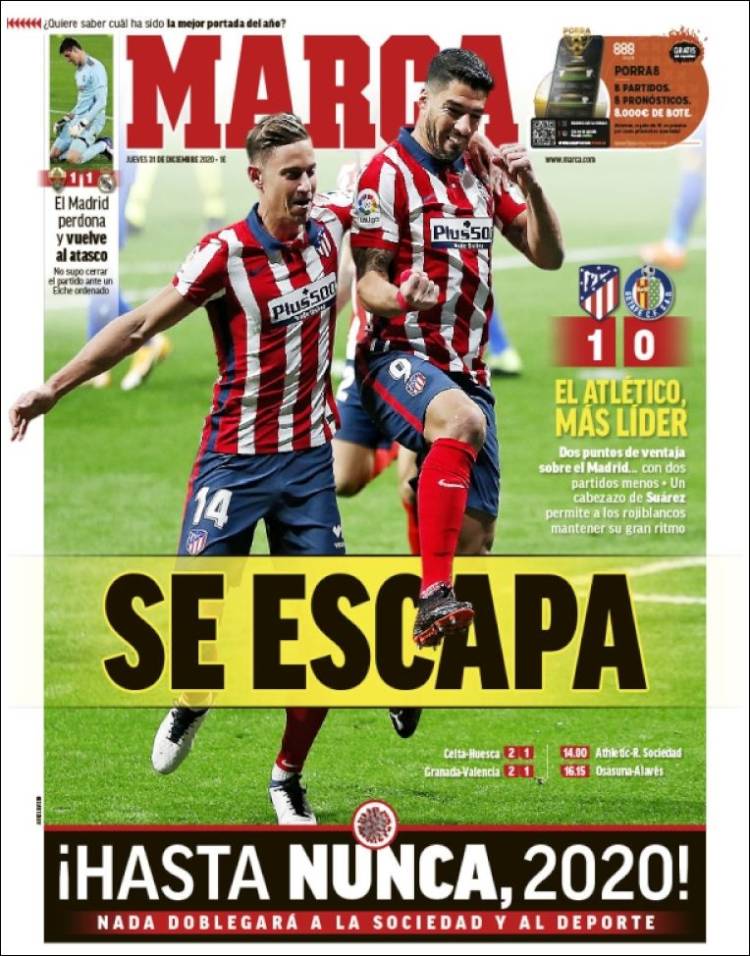 Portadas Diarios Deportivos Jueves 31/12/2020 