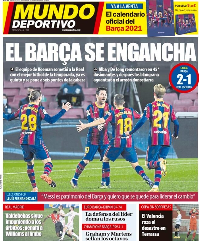 Portadas Diarios Deportivos Jueves 17/12/2020