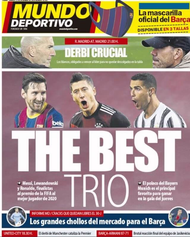 Portadas Diarios Deportivos Sábado 12/12/2020 Portadas Diarios Deportivos Sábado 12/12/2020