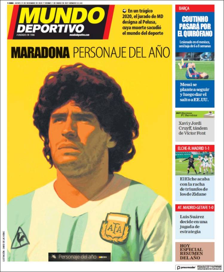 Portadas Diarios Deportivos Jueves 31/12/2020 