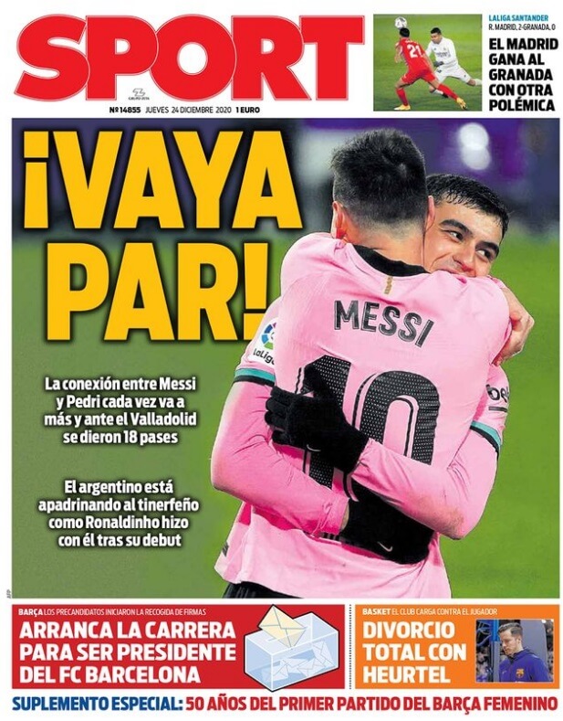 Portadas Diarios Deportivos Jueves 24/12/2020