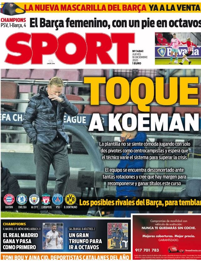 Portadas Diarios Deportivos Jueves 10/12/2020