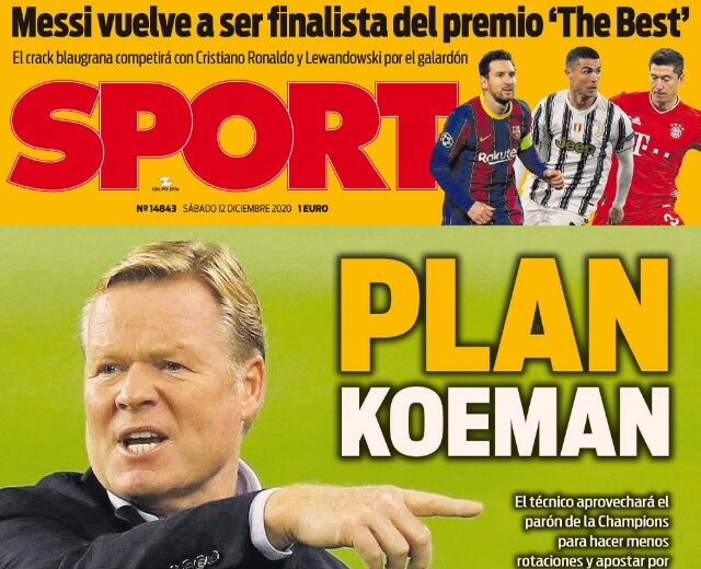 Portadas Diarios Deportivos Sábado 12/12/2020 Portadas Diarios Deportivos Sábado 12/12/2020