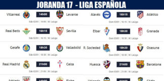 Partidos Jornada 17 Liga Española 2021 | Horarios y Clasificación Partidos Jornada 17 Liga Española 2021