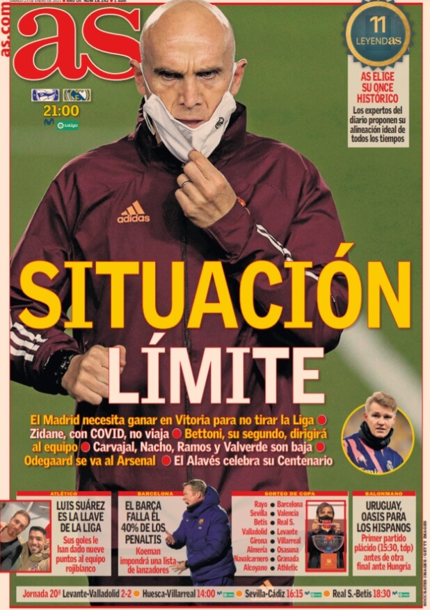 Portadas Diarios Deportivos Sábado 23/1/2021 Portadas Diarios Deportivos Sábado 23/1/2021