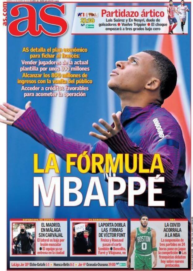 Portadas Diarios Deportivos Martes 12/1/2021 Portadas Diarios Deportivos Martes 12/1/2021
