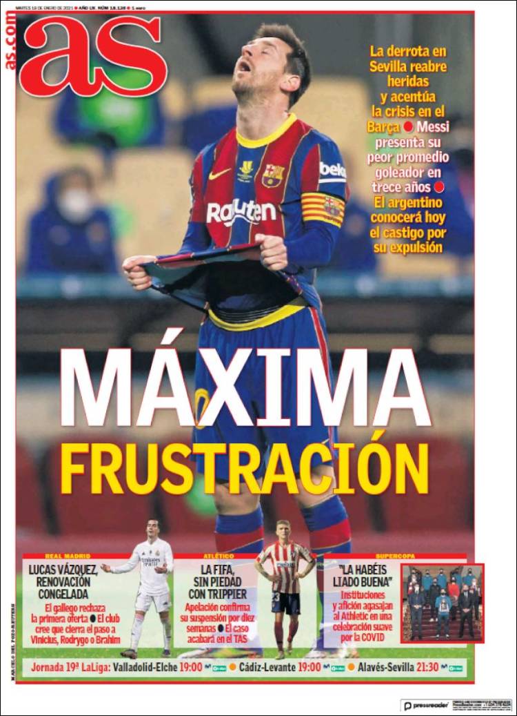 Portadas Diarios Deportivos Martes 19/1/2021 Portadas Diarios Deportivos Martes 19/1/2021