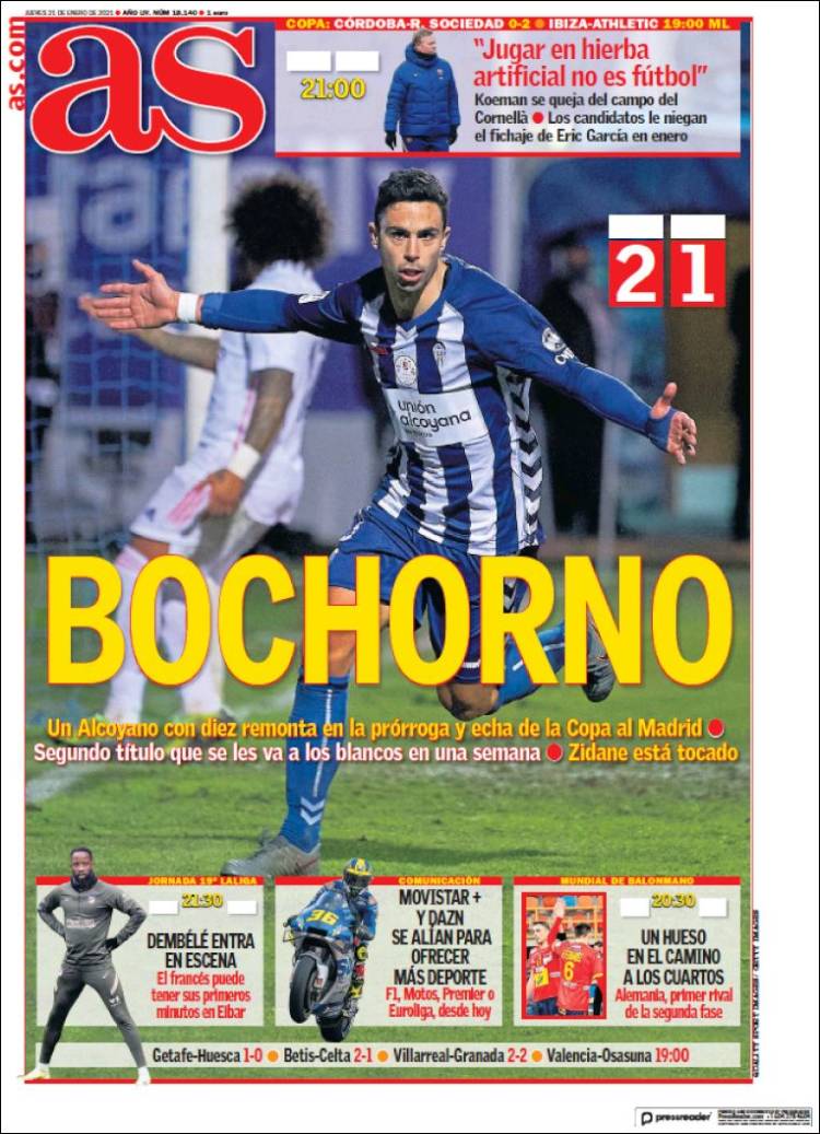 Portadas Diarios Deportivos Jueves 21/1/2021