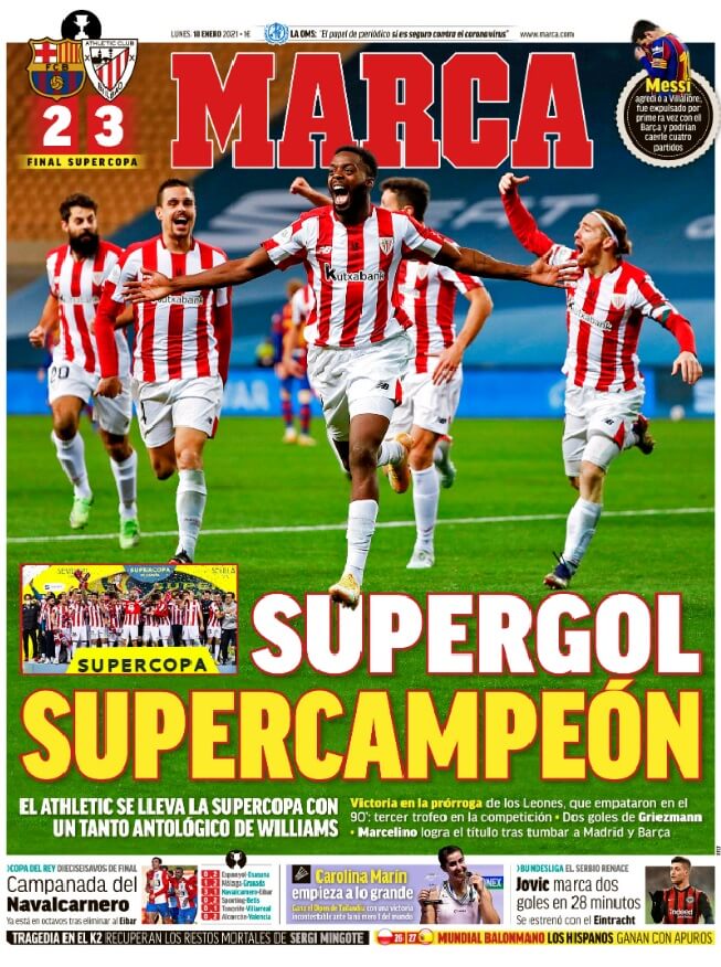 Portadas Diarios Deportivos Lunes 18/1/2021