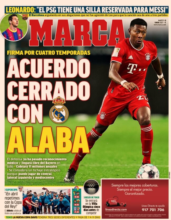 Portadas Diarios Deportivos Martes 19/1/2021 Portadas Diarios Deportivos Martes 19/1/2021
